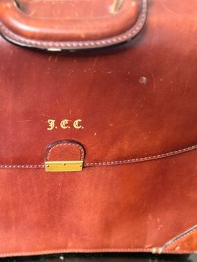 Saks fifth avenue Leather Briefcase with Gold Accent